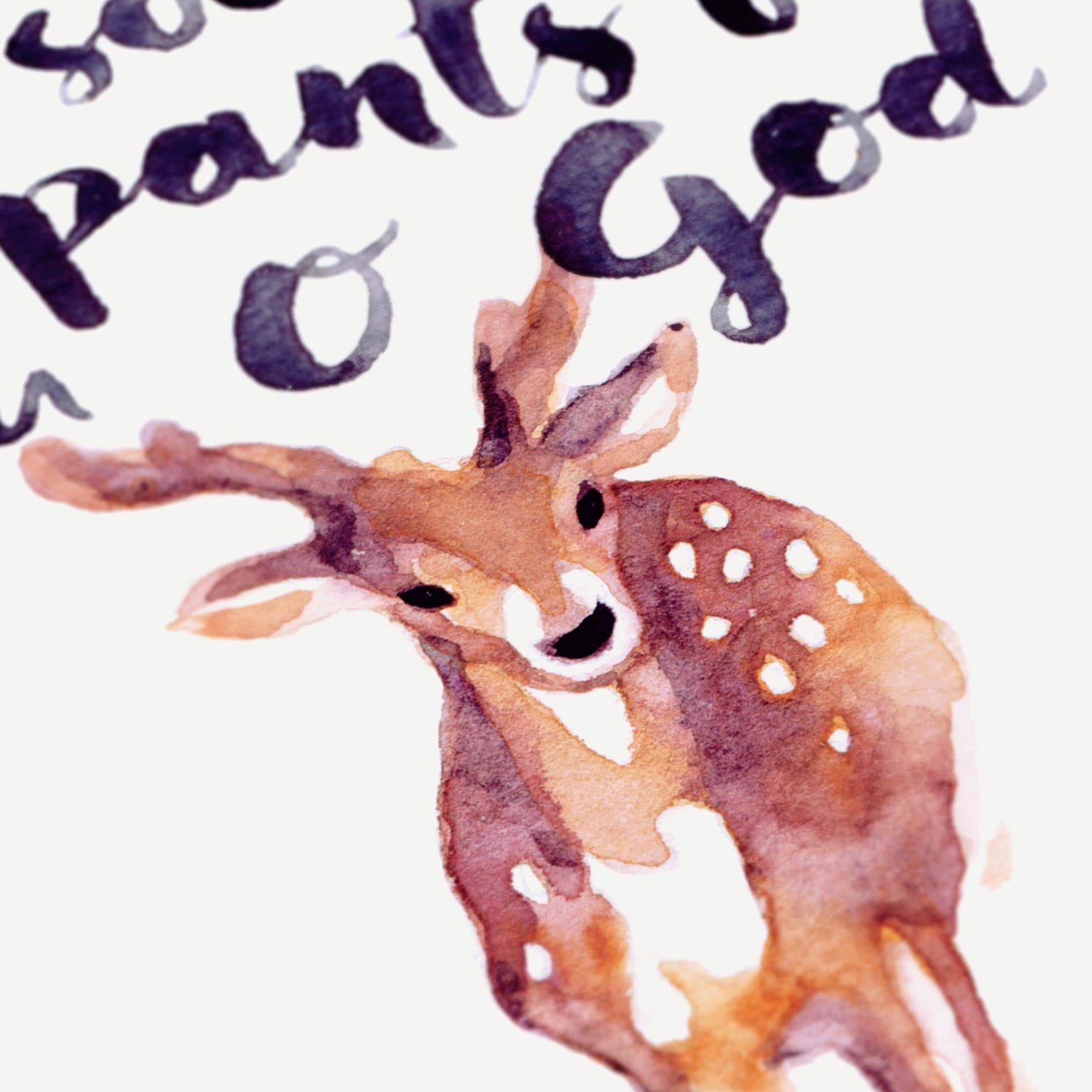 As the Deer Pants for Water - Psalm 42:1 Watercolor Painting Closeup