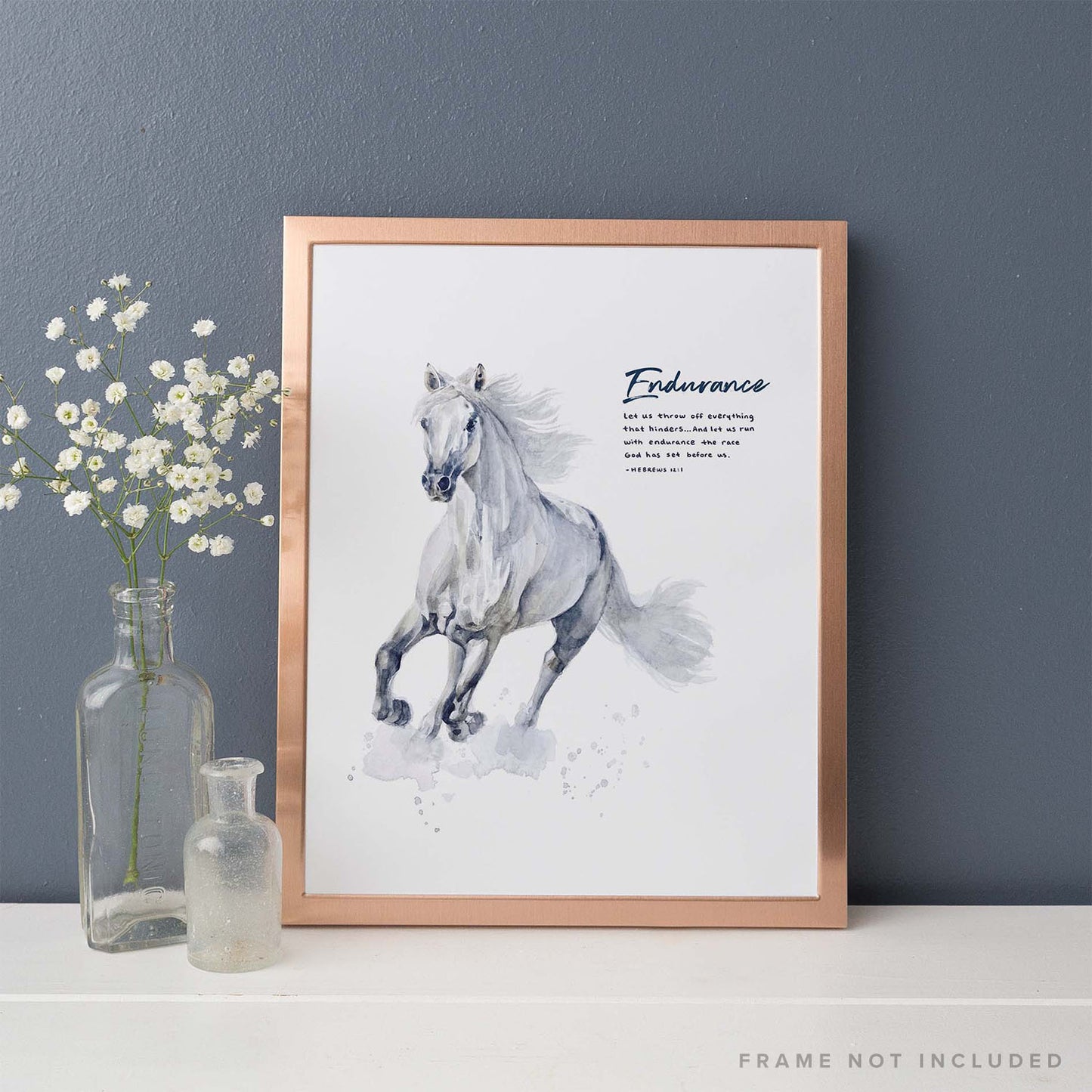 Framed Scripture Art Print of "Let us throw off everything that hinders... And let us run with endurance the race God has set before us." - Hebrews 12:1
