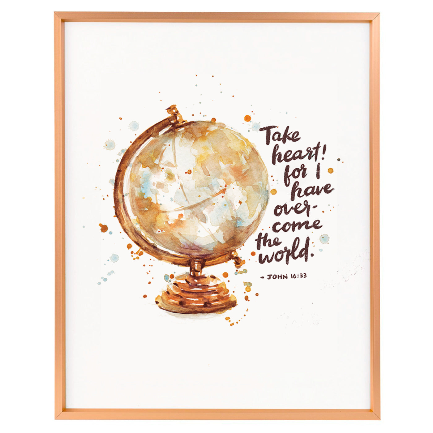 Framed Scripture Art - John 16:33 Take Heart I have overcome the world