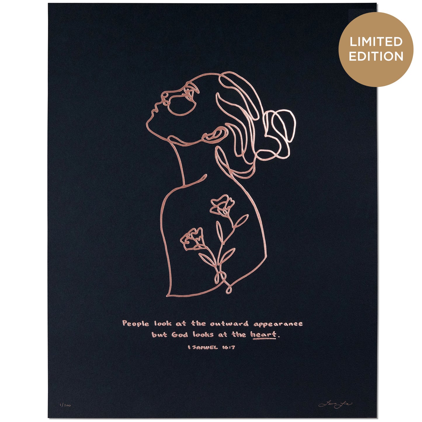 God Looks at the Heart - Illuminated Black (16x20 Limited Edition)