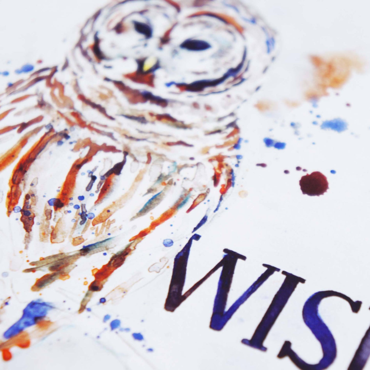 Painting Detail of Wisdom Owl - Proverbs 3:13 Scripture Art Print