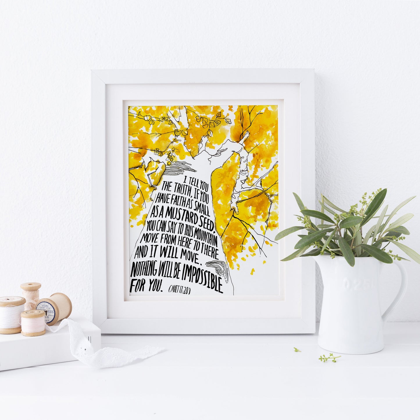 Framed Scripture Art - Matthew 17:20 Mustard Seed Faith