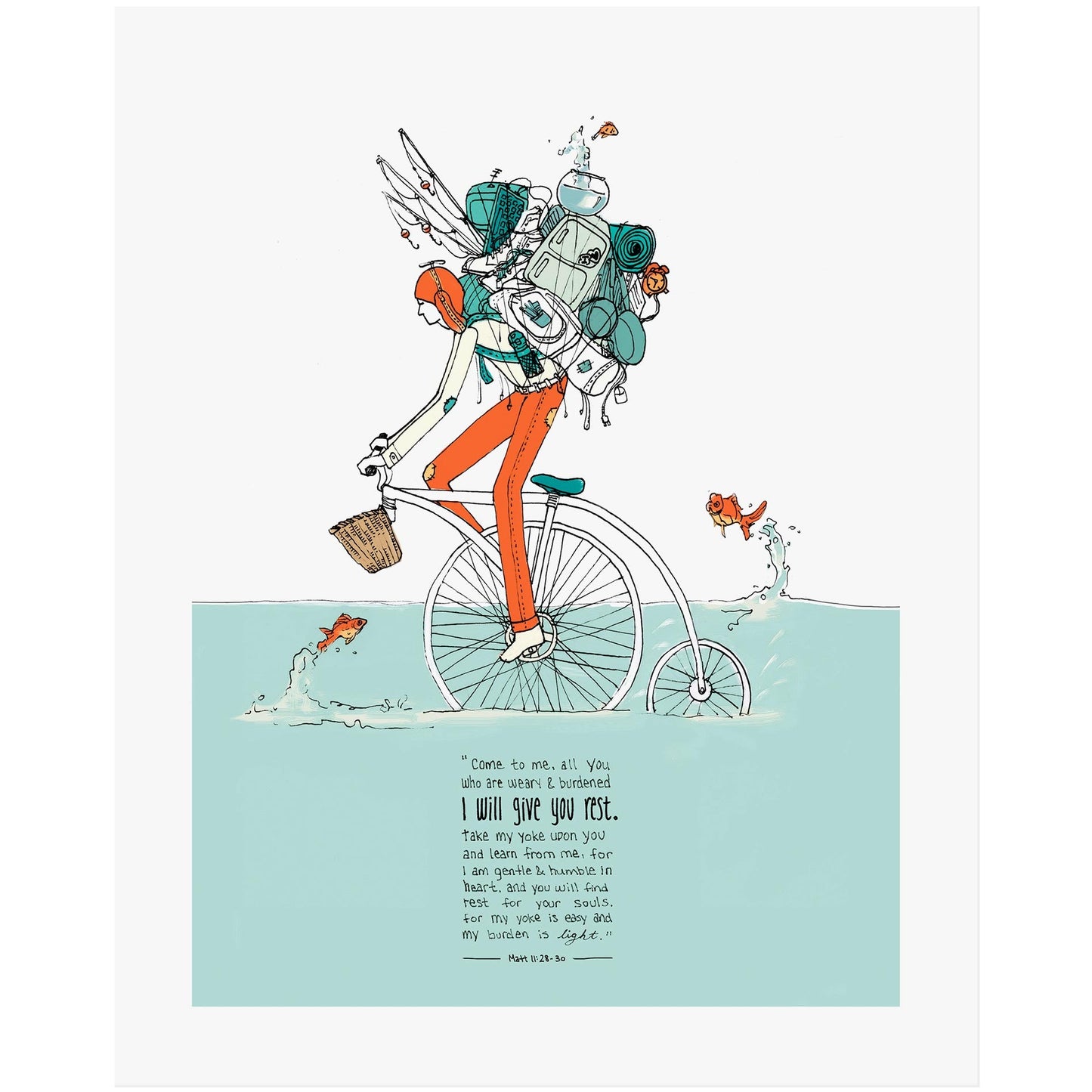I Will Give You Rest - Matthew 11:28-30  Scripture Art Print