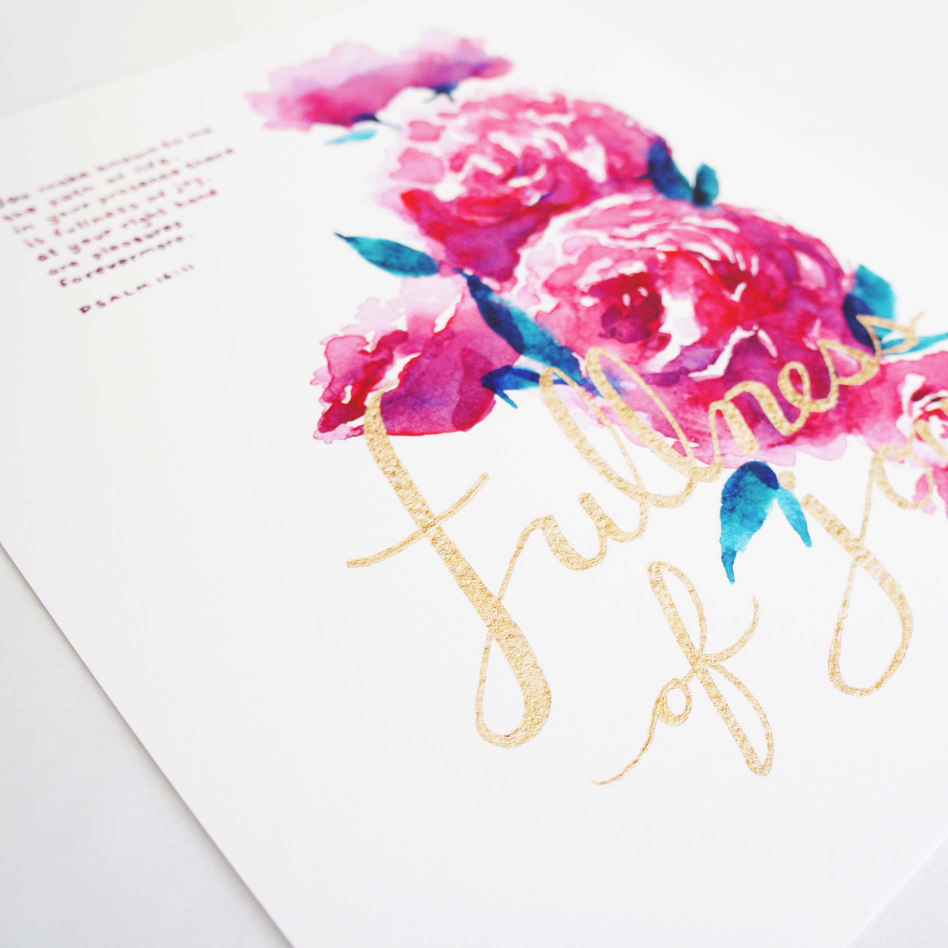 Fullness of Joy - Psalm 16:11 Scripture Artwork Watercolor Painting