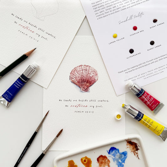 Paintable Watercolor Scripture Kit - Seashell Collection