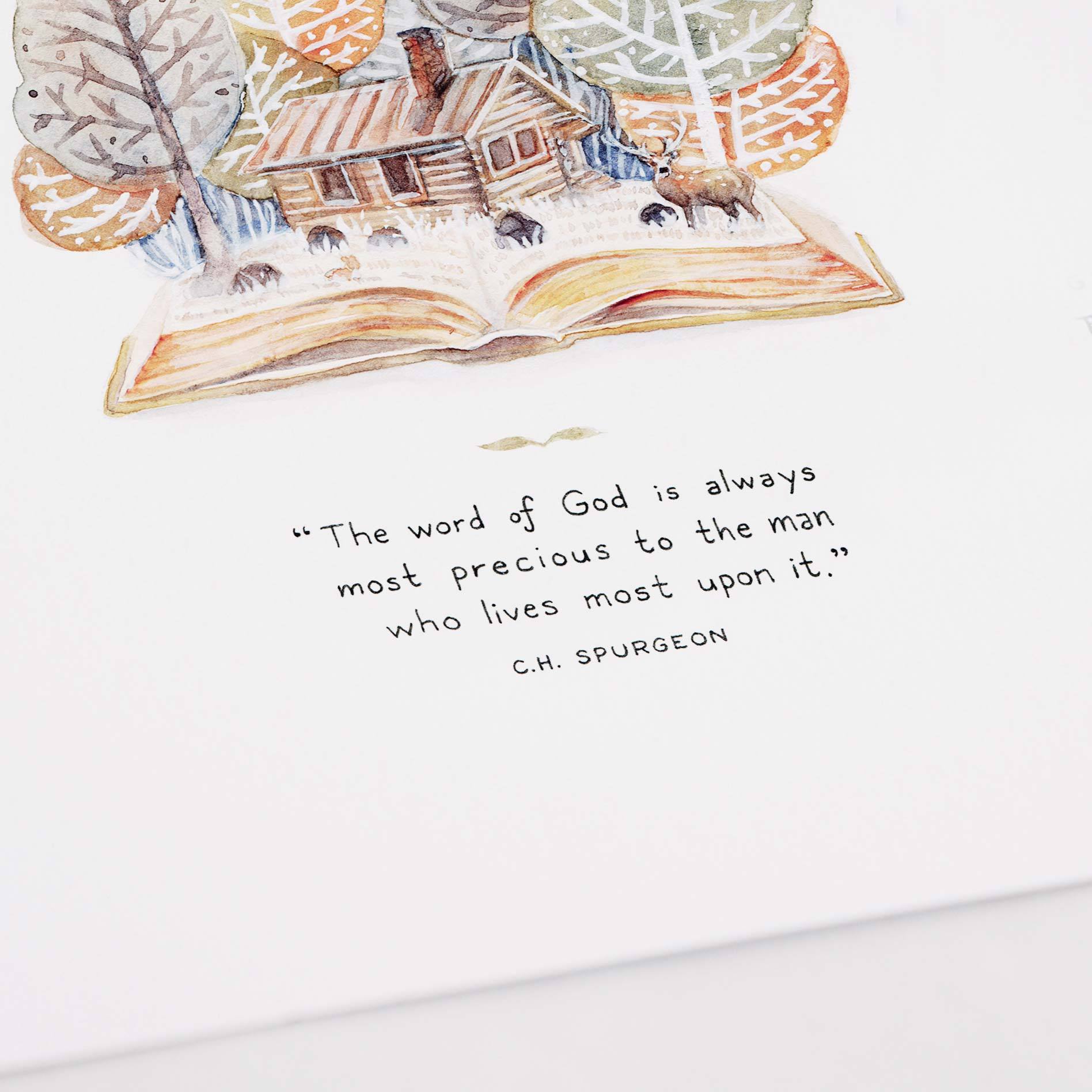 Angle shot of Charles Spurgeon Live Upon The Word Quote Art Print