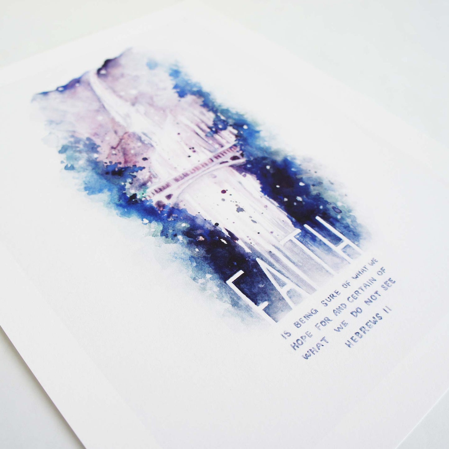 Faith Waterfall - Hebrews 11:1 Scripture Artwork with Waterfall Illustration