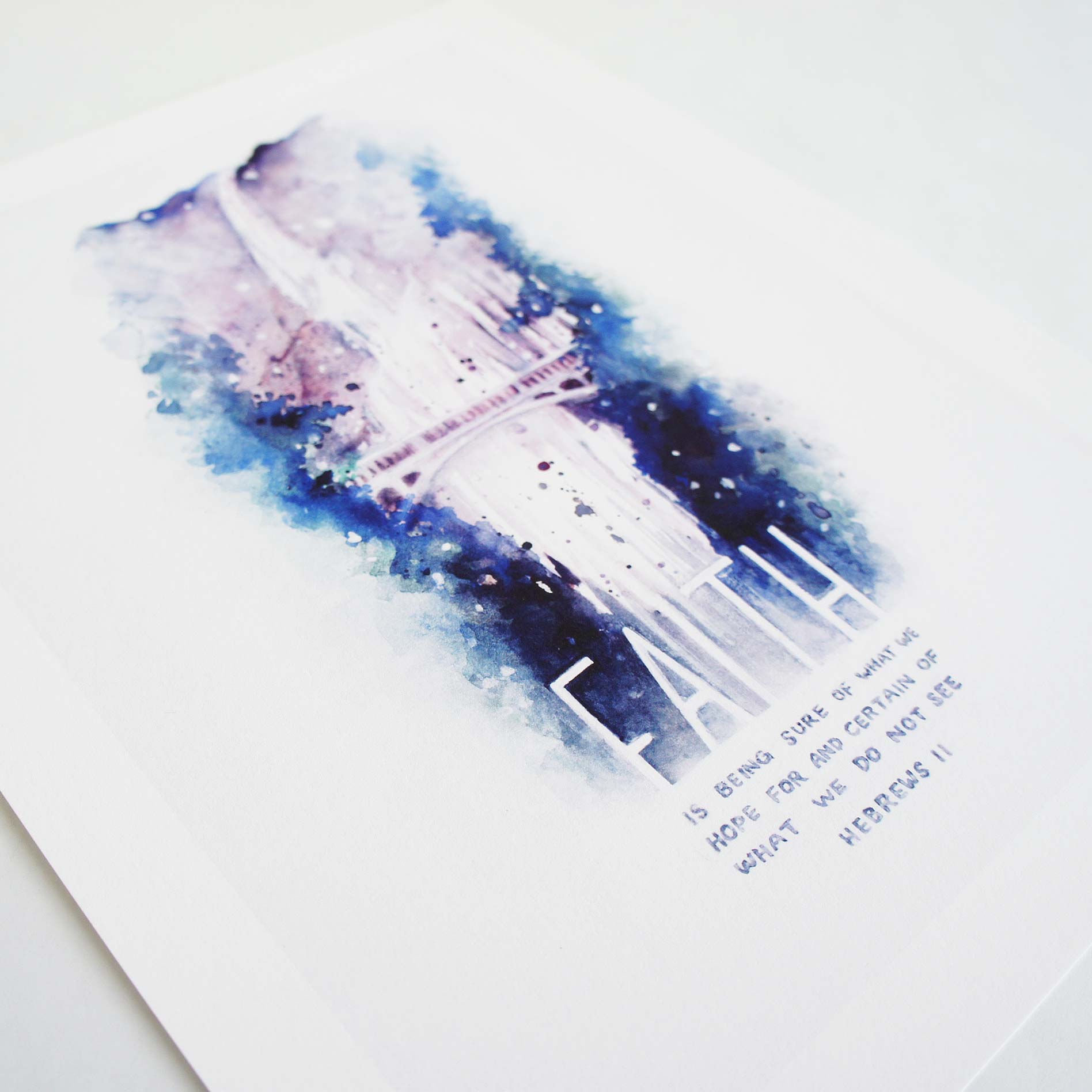 Faith Waterfall - Hebrews 11:1 Scripture Artwork with Waterfall Illustration
