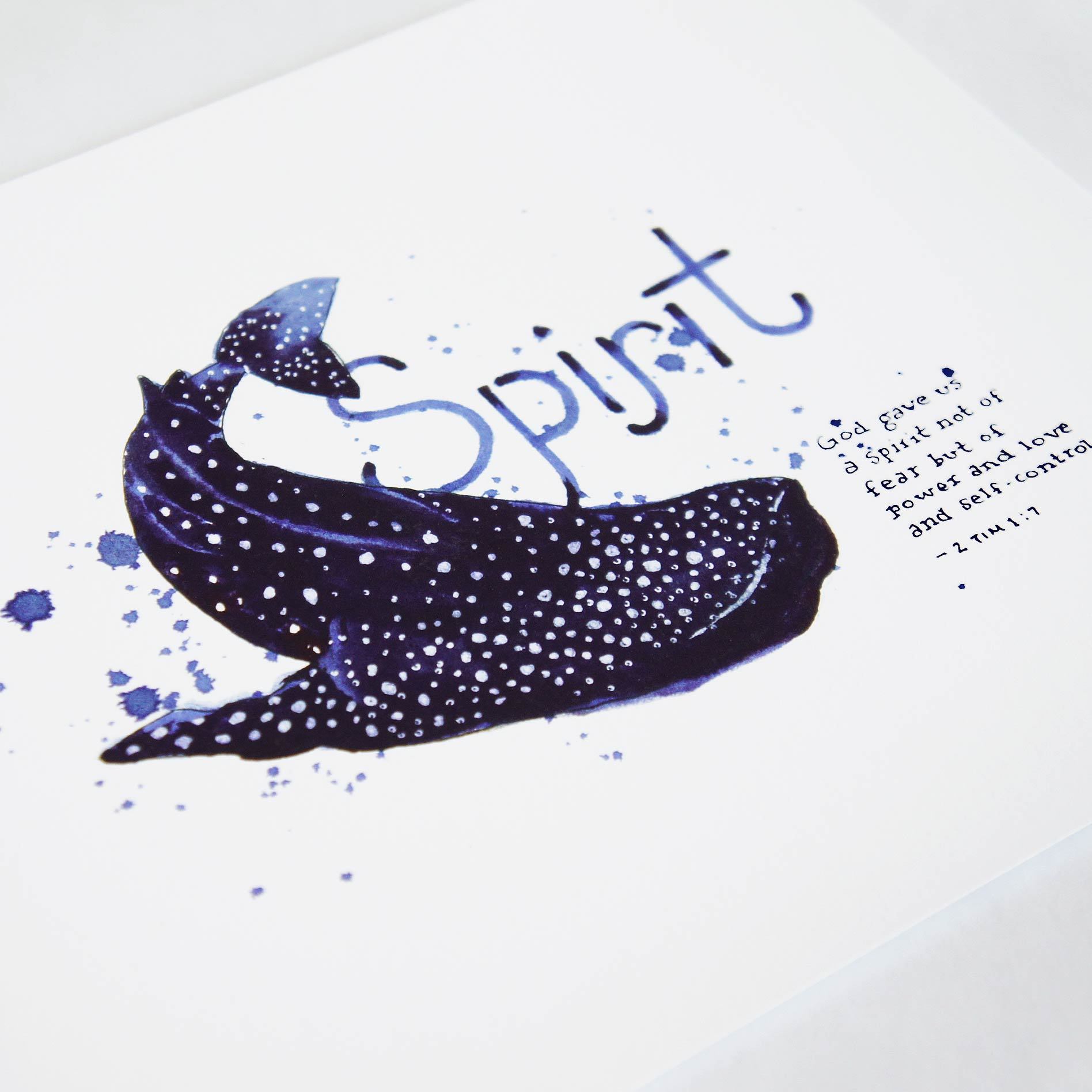Angle of Spirit - 2 Timothy 1:7 Scripture Art Print with Whaleshark