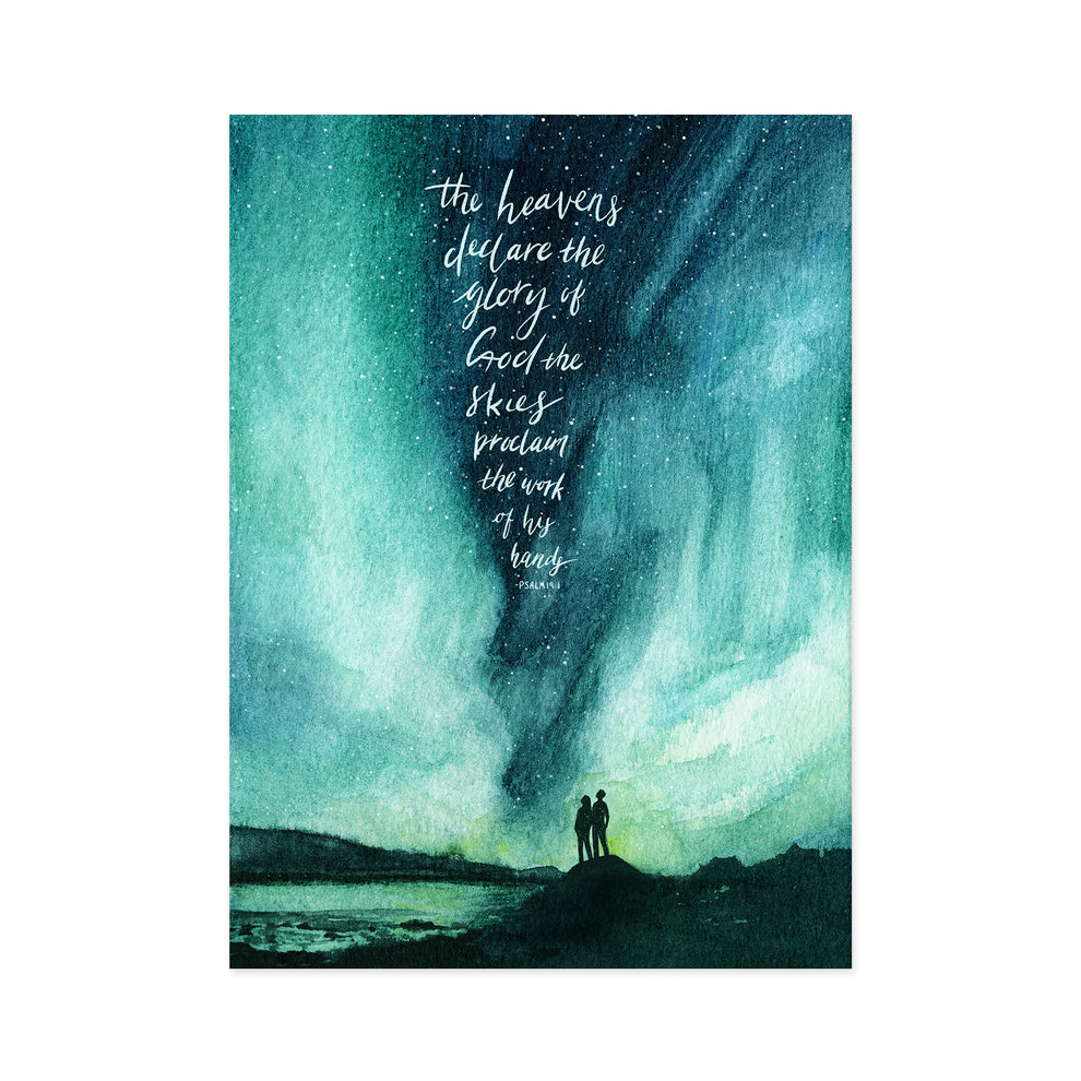 Aurora Night Sky - Psalm 19:1 | Scripture Art Modern – Painted Verses
