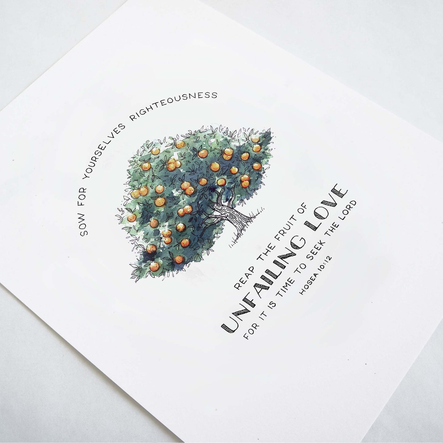 Fruit of Unfailing Love - Hosea 10:12 Scripture Artwork inspired by the Bible