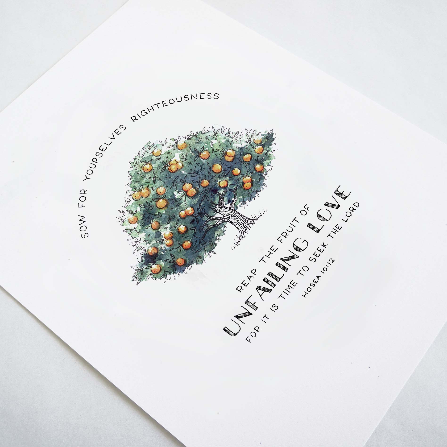 Fruit of Unfailing Love - Hosea 10:12 Scripture Artwork inspired by the Bible