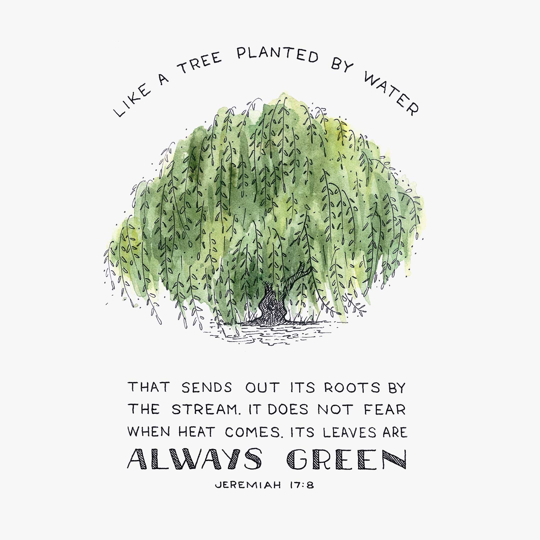 Detail of Willow Trees of Faith Scripture Art Jeremiah 17:8